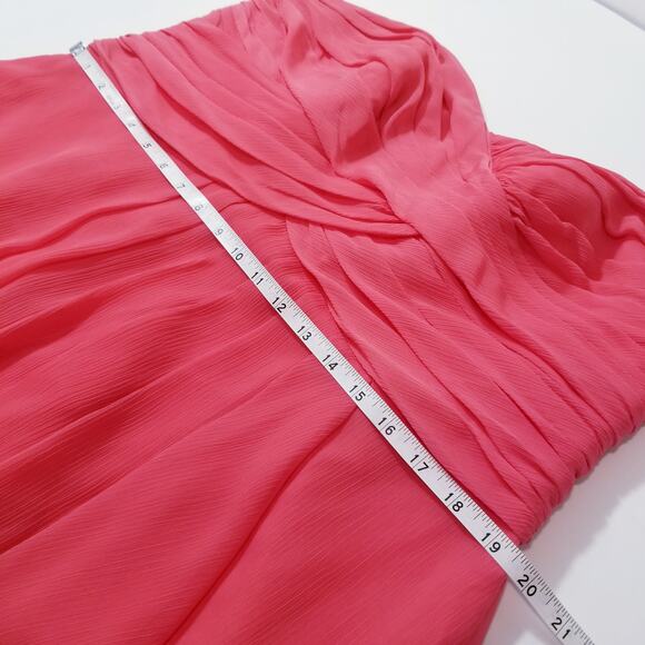 David's Bridal Pink Chiffon Strapless Dress Sweetheart Neckline - Picture 7 of 11